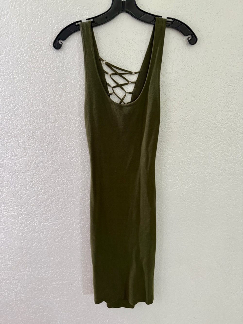 Hera Collection Olive Green Midi Dress with Lattice Back Size Large